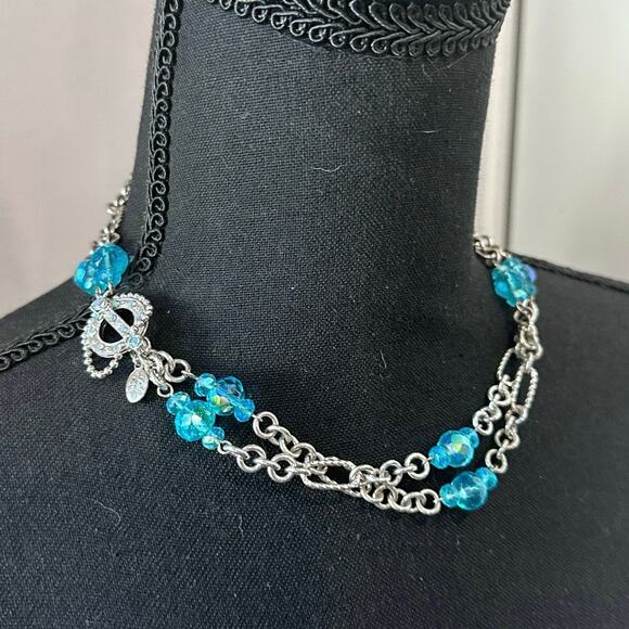 Kirks Folly Toggle Clasp Silver Necklace & Aurora Borealis Crystal Beads. - Picture 7 of 15